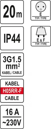 Yato Prodlužovák bubnový 4zásuvky IP44 16A 20 m