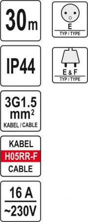 Yato Prodlužovák bubnový 4zásuvky IP44 16A 30 m