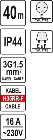 Yato Prodlužovák bubnový 4zásuvky IP44 16A 40 m