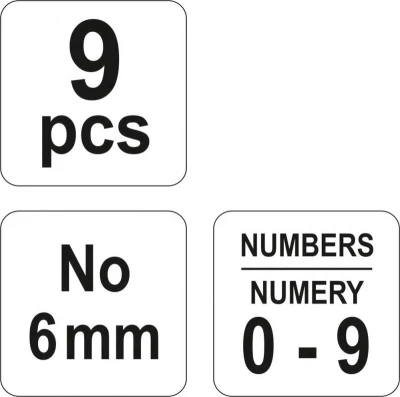 Yato Razidla číselná 6 mm 9 ks 0-9