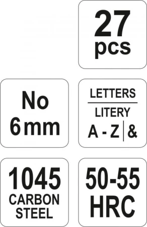 Yato Razidla písmenková 6 mm 27 ks A-Z,