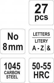 Yato Razidla písmenková 8 mm 27 ks A-Z,