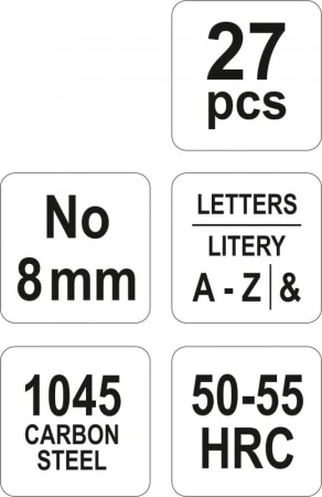 Yato Razidla písmenková 8 mm 27 ks A-Z,