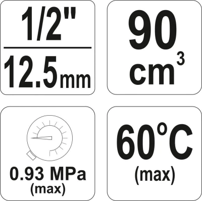 Yato Regulátor tlaku vzduchu 1/2[34], max. 0,93MPa, s filtrom (90ccm)