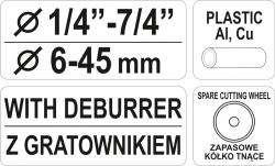 Yato Řezač trubek 6 - 45 mm PVC, Al, Cu
