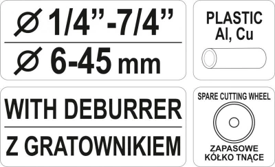 Yato Řezač trubek 6 - 45 mm PVC, Al, Cu