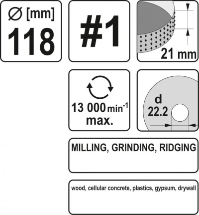 Yato Rotační rašple frézovací univerzální 118 mm