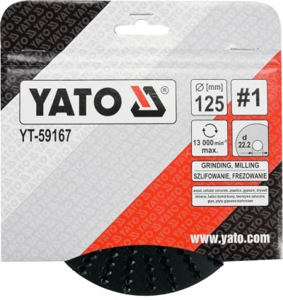 Yato Rotační rašple úhlová hrubá 125 mm typ 1