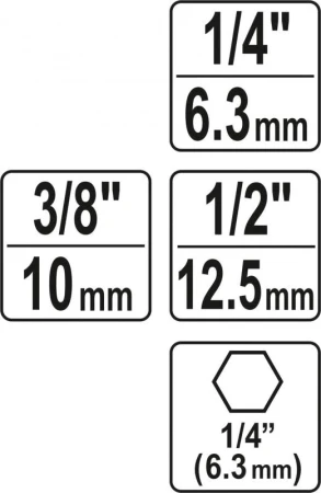 Yato Sada adaptérů 3ks HEX 1/4, 3/8, 1/2