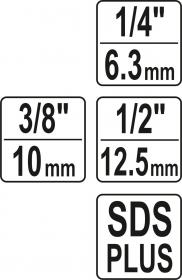 Yato Sada adaptérů SDS+ 1/4[34], 3/8[34], 1/2[34]