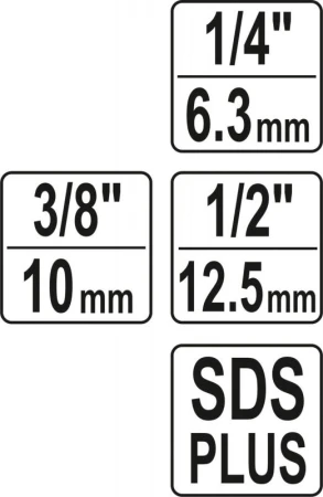 Yato Sada adaptérů SDS+ 1/4[34], 3/8[34], 1/2[34]