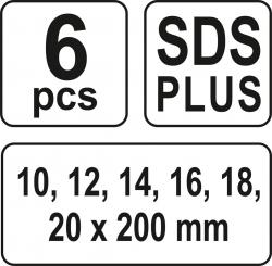 Yato Sada hadovitých vrtáků do dřeva 10.12.14.16.18.20 délka 230mm SDS plus