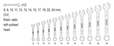 Yato Sada klíčů očkoplochých 12ks 8-24 mm