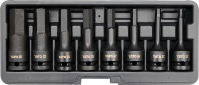 Yato Sada nástavců 1/2" rázové 8 ks H6-H19 imbus CrMo Yato Sada nástavců 1/2" rázové 8 ks H6-H19 imbus CrMo