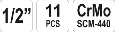 Yato Sada nástavců 1/2[34] rázové šestihranné hluboké 11 ks
