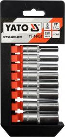 Yato Sada nástavců 1/4" šetihranné 8ks 5,5-13 mm Yato Sada nástavců 1/4" šetihranné 8ks 5,5-13 mm