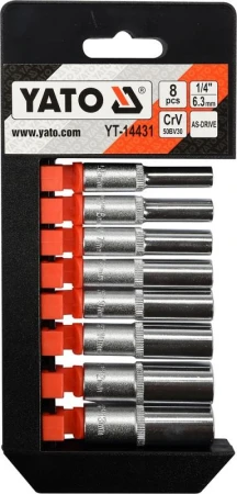 Yato Sada nástavců 1/4" šetihranné 8ks 5,5-13 mm Yato Sada nástavců 1/4" šetihranné 8ks 5,5-13 mm