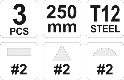 Yato Sada pilníků zámečnických 250 mm 3 ks
