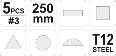 Yato Sada pilníků zámečnických 250 mm 5 ks