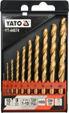 Yato Sada vrtákov do železa HSS-TiN 10ks 1-10mm Yato Sada vrtákov do železa HSS-TiN 10ks 1-10mm