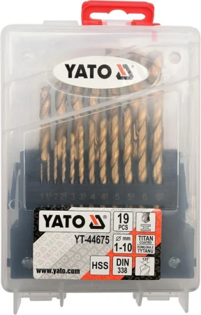 Yato Sada vrtáků do železa HSS-TiN 19ks 1-10mm
