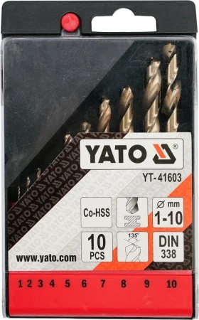 Yato Sada vrtáků na kov 10ks HSS-COBALT 1-10mm