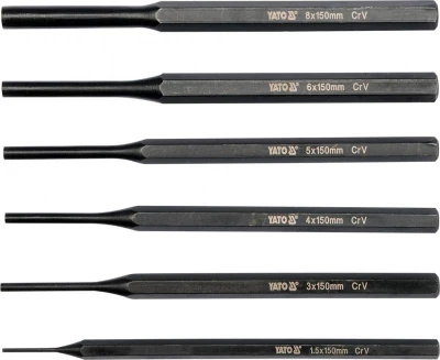 Yato Sada vyrážečů 6ks, 150mm, pr. 1,5, 3, 4, 5, 6, 8mm Yato Sada vyrážečů 6ks, 150mm, pr. 1,5, 3, 4, 5, 6, 8mm