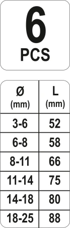 Yato Sada vytahováků zlomených šroubů M3-25 6ks