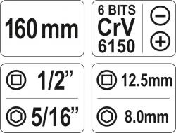 Yato Šroubovák úderový kovový s příslušenstvím 7 ks box