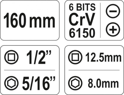 Yato Šroubovák úderový kovový s příslušenstvím 7 ks box