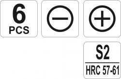 Yato Šroubováky jemné sada 6ks, 1.4,2,2.4, PH00, PH0, PH1