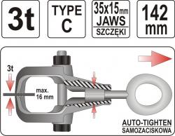 Yato Svěrka karosářská samosvorná k tahání typ C, 3t 142mm