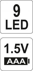 Yato Svítilna kapesní 9 LED (ALU)