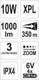 Yato Svítilna LED XP-L CREE 10W, 1000 lm