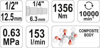 Yato Utahovák pneumatický 1/2[34] 1356 Nm