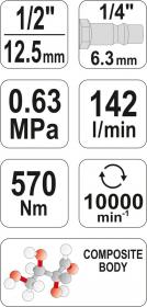 Yato Utahovák pneumatický 1/2[34] 570Nm