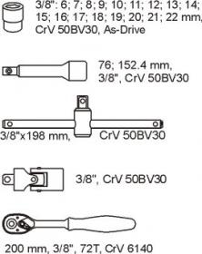 Yato Vložka do zásuvky - klíče nástrčné 22ks 6-22mm gola