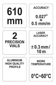 Yato Vodováha digitální 610 mm s laserem