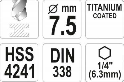 Yato Vrták na kov TITAN 1/4[34] 7,5mm