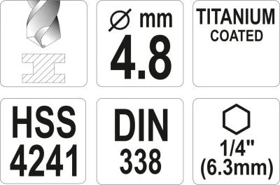 Yato Titan 1/4" 4,8 mm vrták na kov
