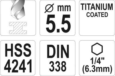 Yato TITAN 1/4" 5,5mm vrták na kov