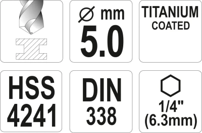 Yato TITAN 1/4" 5mm vrták na kov