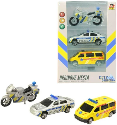Záchranné složky set 2 auta s motocyklem CZ design na baterie Světlo Zvuk kov Záchranné složky set 2 auta s motocyklem CZ design na baterie Světlo Zvuk kov