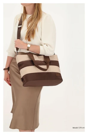 Zebra Trends Elske 21537 pruhovaná hnědo-béžová dámská kabelka
