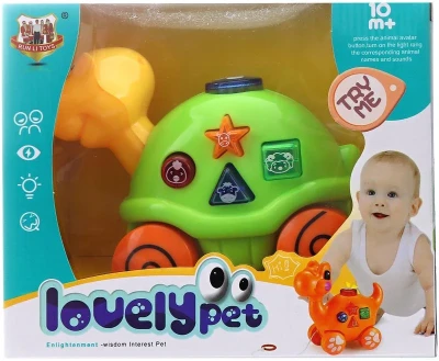 Želva baby tahací zvířátko na baterie pro miminko 2 barvy Světlo Zvuk