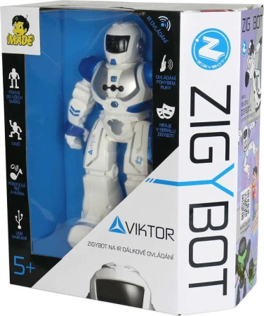 Zigybot VIKTOR IR Interaktívny robot ovládanie pohybom ruky na batérie Modrý Svetlo Zvuk