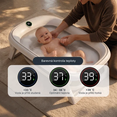 Zopa Dětská skládací vanička Aquasense s teploměrem Grey
