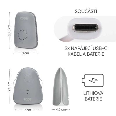 Zopa Digitální audiomonitor Watcher Grey