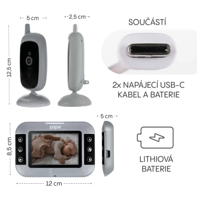 Zopa Digitální videomonitor Static Grey