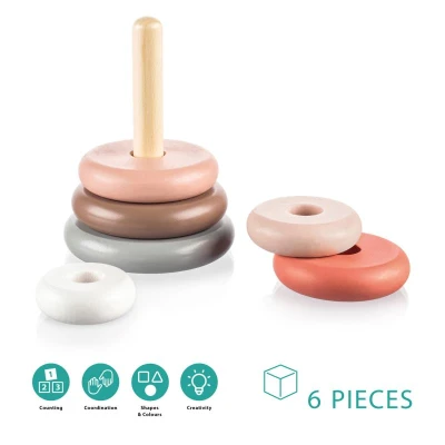 Zopa Dřevěné nasazovací kroužky Pink